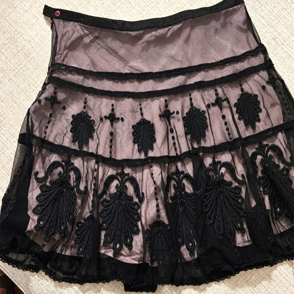 Anthropologie Embroidered Lace Skirt